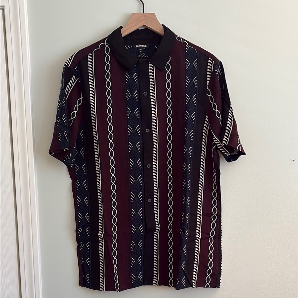 Express Black and Brown Casual Button Down Shirt